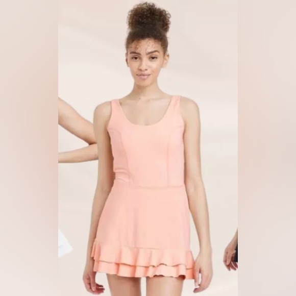 JoyLab Dresses & Skirts - JoyLab Peach Coral Athletic Tennis Dress Built in Shorts Size Medium Activewear